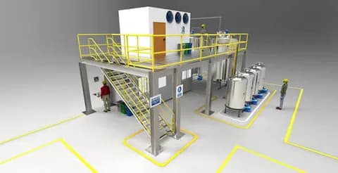 Estrutura metálica industrial em fase de montagem